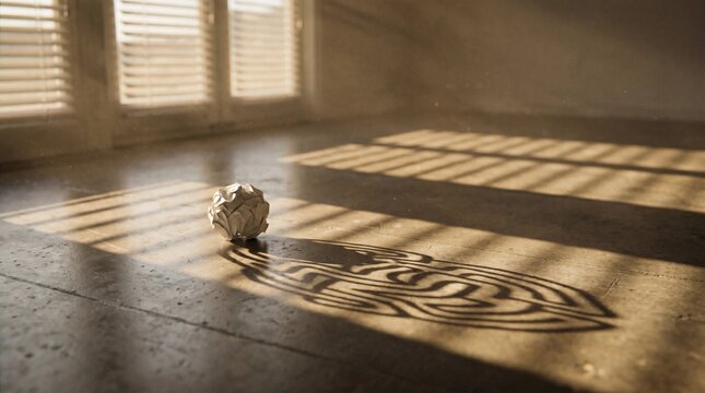 Crumpled paper casting exhausted brain shadow on floor symbolizing burnout and mental fatigue