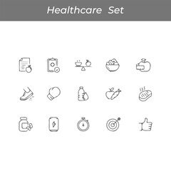 Fototapeta premium Healthcare set flat icons on white background
