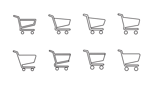 Shopping Cart Icons SetLine Art Collection for E-commerce and Retail Services
