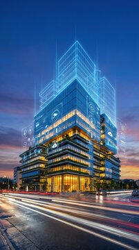 Smart building with digital data. Innovation shapes the future city.