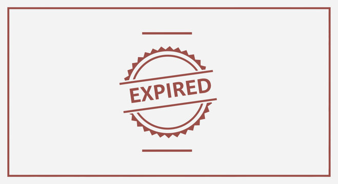 Expired Stamp Seal Graphic Icon on White Background, Red Color, Grunge Texture