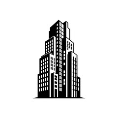 Obraz premium Modern Skyscraper Building Silhouette Vector Icon