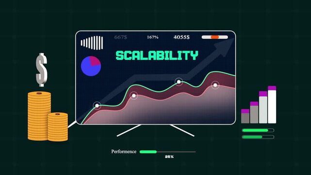 Successful scalable business results displayed on a professional dashboard for investment videos and banking advertisements