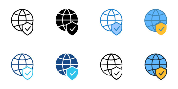 HTTPS icons set multiple style collection. Editable stroke 
