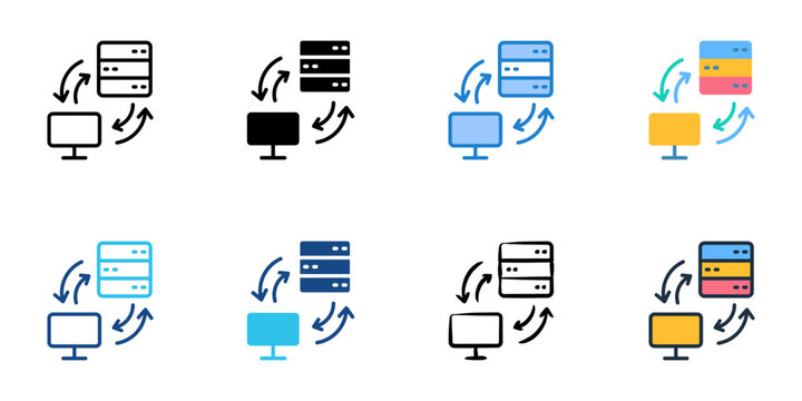 DHCP icons set multiple style collection. Editable stroke 

