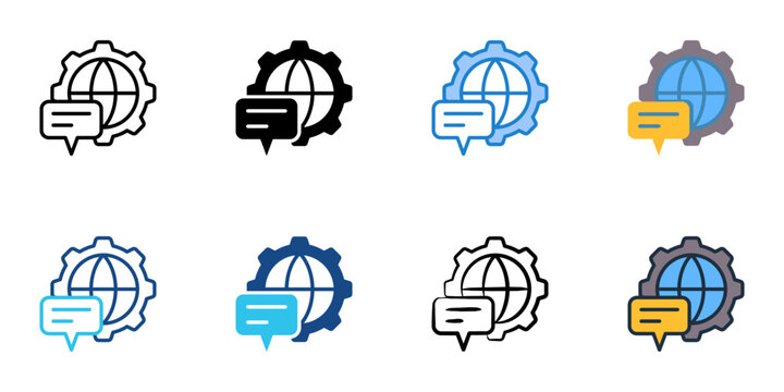 ICMP icons set multiple style collection. Editable stroke 
