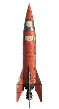 Old vintage red rocket ship toy