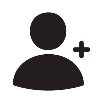 Black user plus icon Vector, illustration