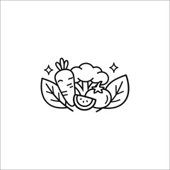 Fototapeta premium Organic Farm Vegetables Line Art Icon