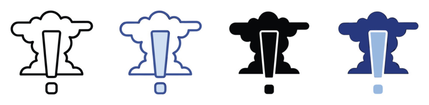 Digital cloud warning icon for data network and internet connectivity error notifications