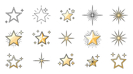 Obraz premium Elegant golden stars and sparkling outlines for festive occasions quality ratings and awards