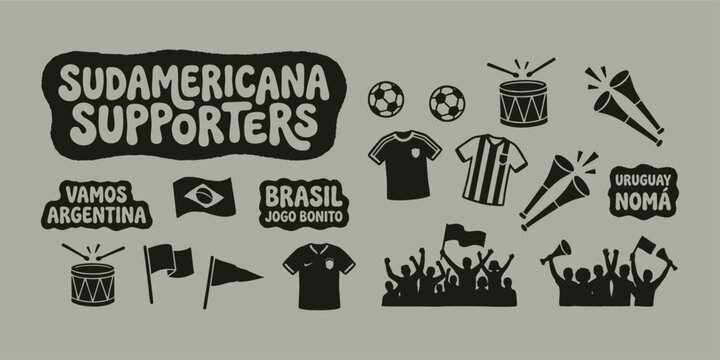 South American Soccer Supporter Silhouettes