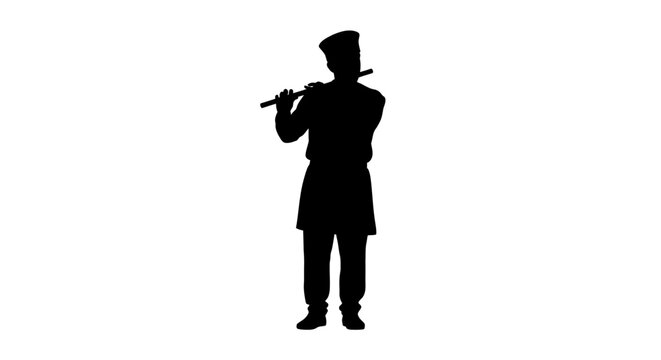 Silhouette Of A Flute Player In Top Hat