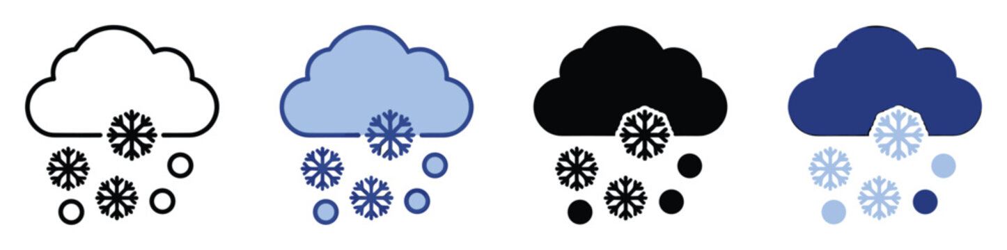 Snow cloud weather icon collection displaying winter precipitation for forecast apps.