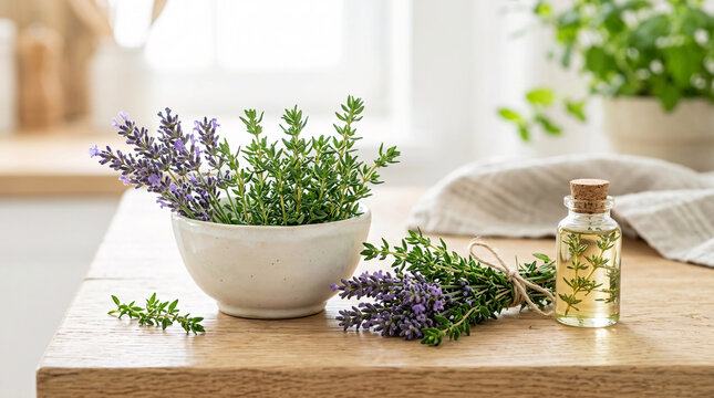 Plante de lavande en pot sur table