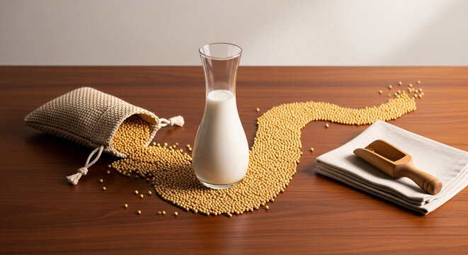 Carafe de lait avec grains de c&eacute;r&eacute;ales