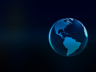 Blue digital globe background with North and South America map © blue tail