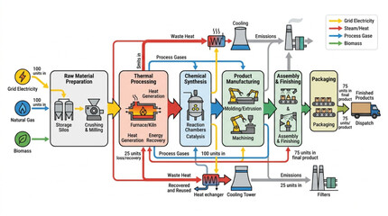 Industrial Process Flow Diagram for Energy Production. © Ray