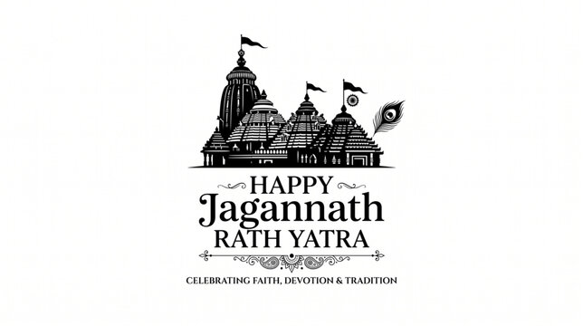 Minimal Jagannath Rath Yatra temple illustration for cultural branding marketing advertising and festive content promotion