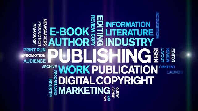 Publishing animated word cloud-text design animation tag kinetic typography seamless loop.