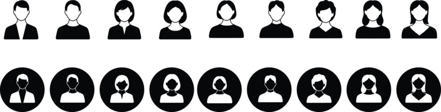 Customer service avatar icons collection isolated on white background featuring support agents profile users and communication symbols set