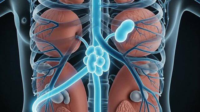 Detailed CGI Illustration Of Lymph Node Pathways Highlighting Human Anatomy And Lymphatic Drainage In A Clean Visual Representation