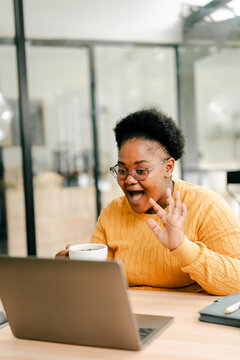 Young woman enjoying virtual communication during a video call
