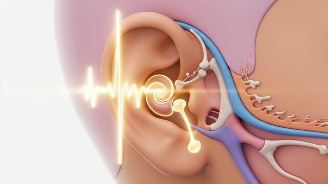 Detailed CGI Representation of Child Ear Anatomy Showcasing Inner Structures and Auditory Function for Educational Purposes