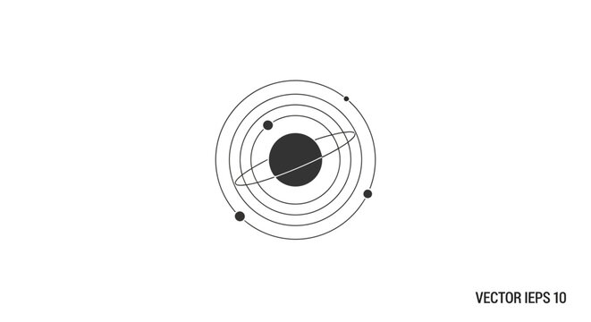 Abstract Atomic Model, Solar System, Orbit, Science, Technology, Vector Graphic
