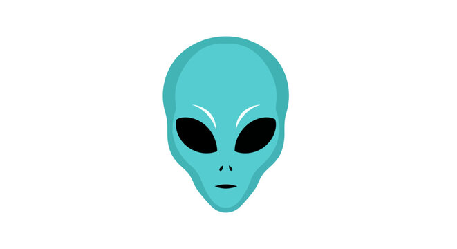 Blue alien head icon, extraterrestrial face, ufo, science fiction concept