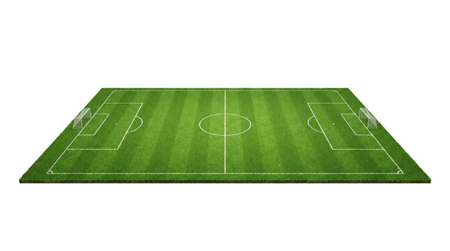 Soccer field with green grass isolated on transparent background png