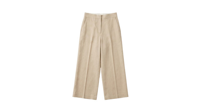 Beige wide leg trousers isolated on transparent background png
