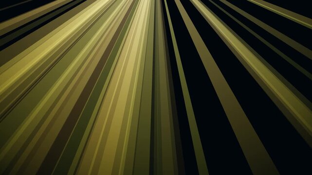 Abstract motion graphics loop featuring converging golden and dark green light rays emanating from a vanishing point, creating a dynamic, abstract background.