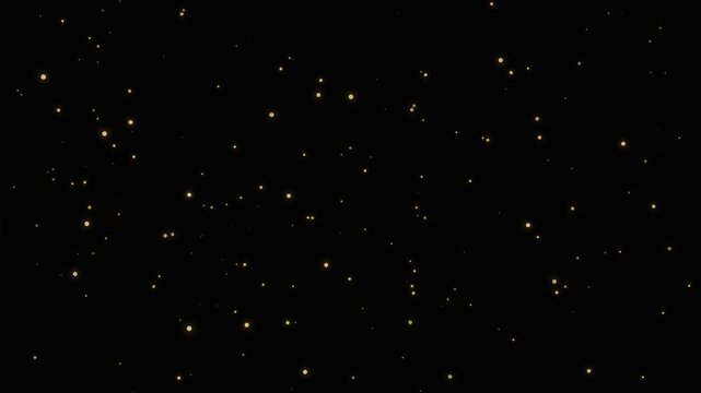 Animated golden particles softly float and twinkle against a dark background, creating a magical, ethereal motion graphic loop for festive or celestial themes.