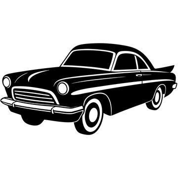 1950s american classic car tailfins shiny chrom vector illustration