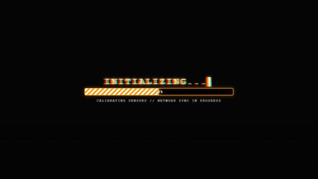Orange Network Calibration Loading Bar - Sci-Fi Utility HUD Animation