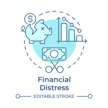 Financial distress soft blue concept icon. Economic market volatility. Round shape line illustration. Abstract idea. Graphic design. Easy to use in presentation, promotional material