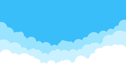 Blue sky with fluffy white clouds background   Flat vector illustration of cumulus clouds on blue sky   Minimalist sky and clouds cartoon background   Panoramic summer sky landscape with white clouds  © Saif Ullah