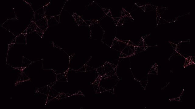 Abstract network of pink glowing nodes and lines on a dark background, moving slowly in a seamless loop.