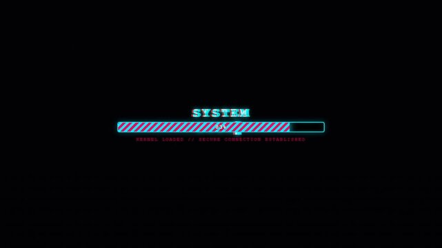Cyberpunk System Boot Loading Bar - Matrix Blue Neon HUD Interface Animation
