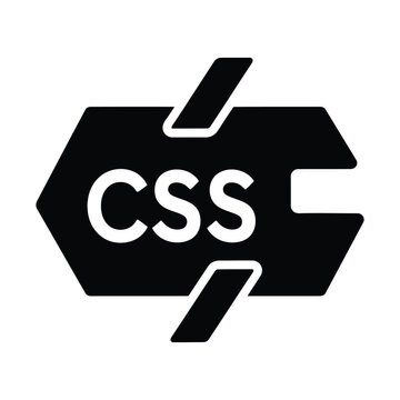 CSS programming language icon, black web development vector symbol, minimalist coding and software engineering logo