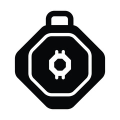 Obraz premium Minimalist kettlebell icon vector, black heavy weight lifting equipment, fitness gym workout symbol for strength training
