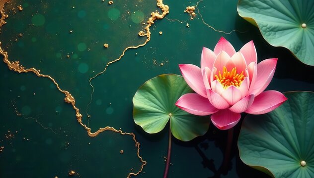 Elegant gold lotus marble background Fluid design, lily leaves, nelumbo nucifera , lily, elegant