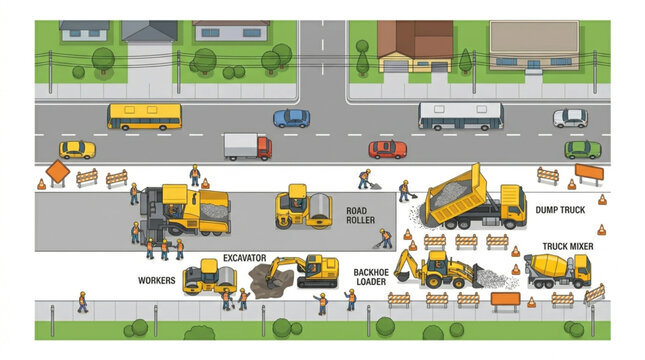 Yellow Construction Trucks and Equipment.