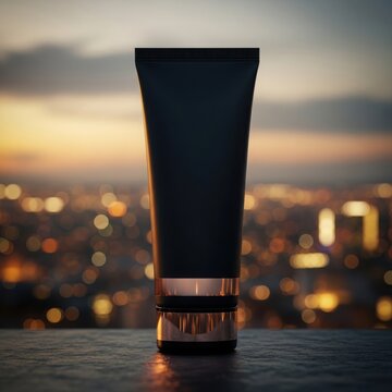 Luxurious cream tube at sunset