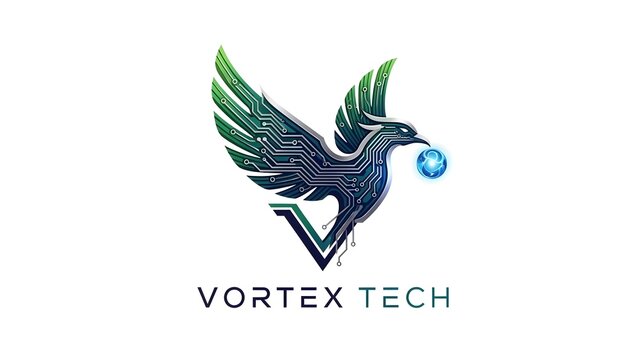 Futuristic digital bird logo with circuit board wings and a glowing blue orb, symbolizing advanced technology, global connectivity, and innovative solutions