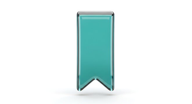 3d render of a glossy teal bookmark icon isolated on white background