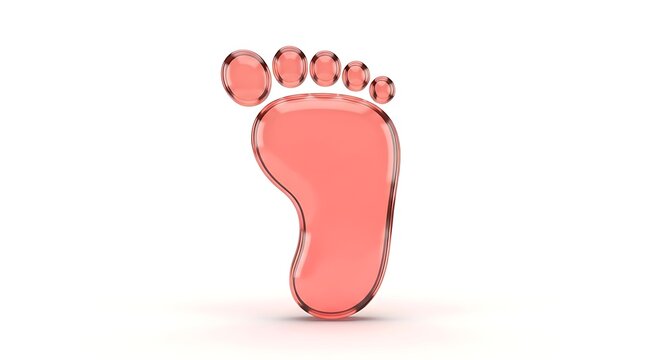 3d illustration of a glossy red baby footprint isolated on white background