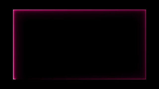 Neon pink glowing rectangular border frame animation