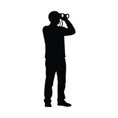 Silhouette of man looking through binoculars isolated © MAHAFUZA
